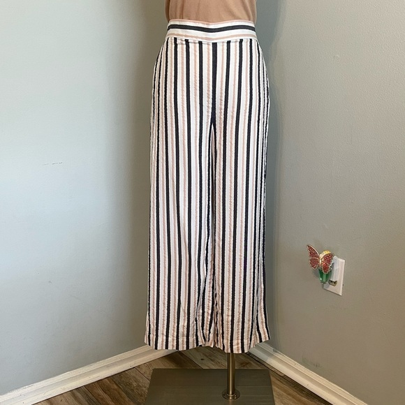LOFT Stripe Wide Leg Pants ~ Medium - Picture 3 of 9